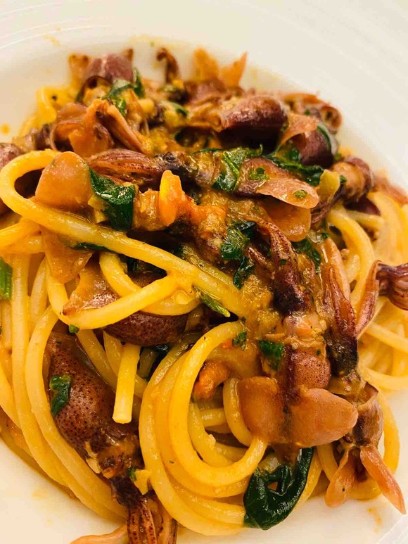 深夜のホタルイカ大盛りスパゲッティー＠ラバルカ（テイクアウトやってます）