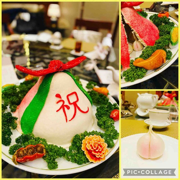 大桃まんじゅう（タオバオ）でお祝い！中国飯店「麗穂」